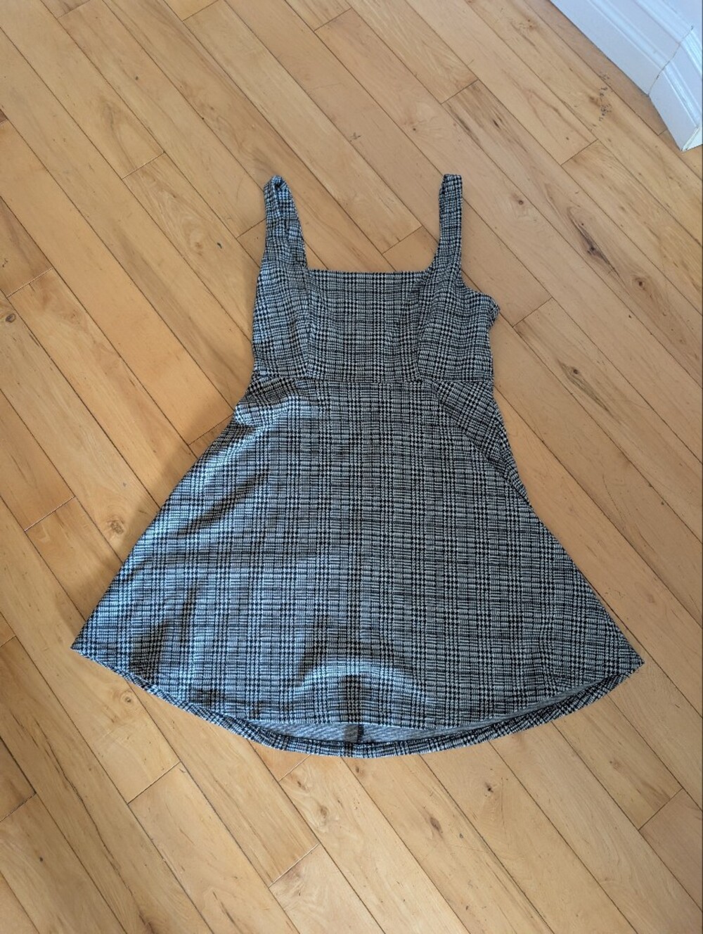 Forever 21 Black and White Plaid Square-Neck Mini Dress